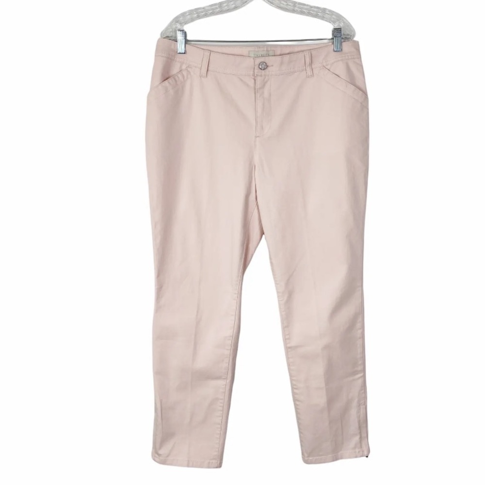 Talbots Pink Chino Pants Flat Front w/Zip at Ankle Sz. 14 Petite